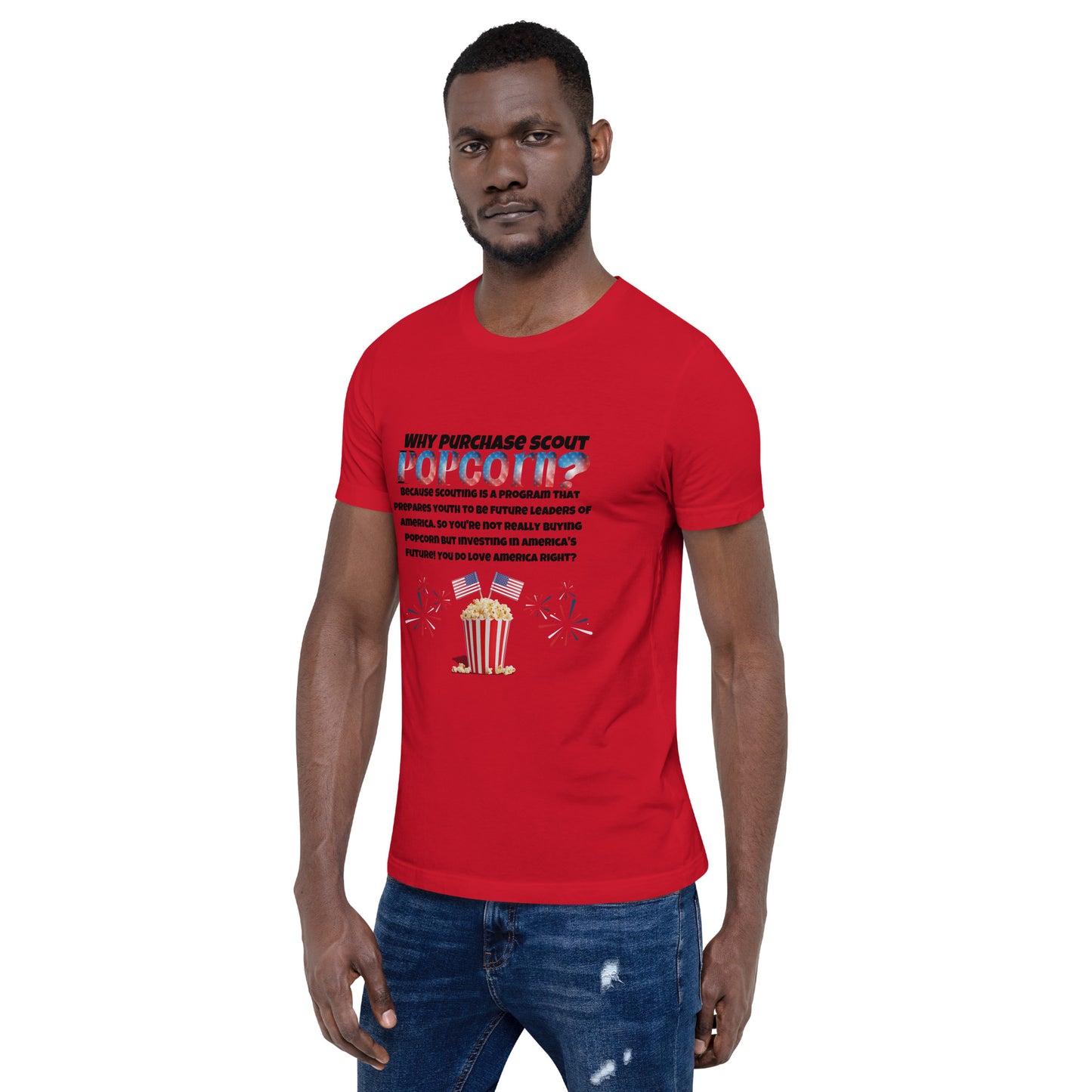 Why Purchase Scout Popcorn? Unisex t-shirt