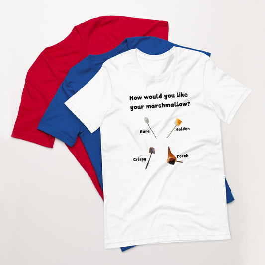 How would you like your s'more? Adult unisex t-shirt