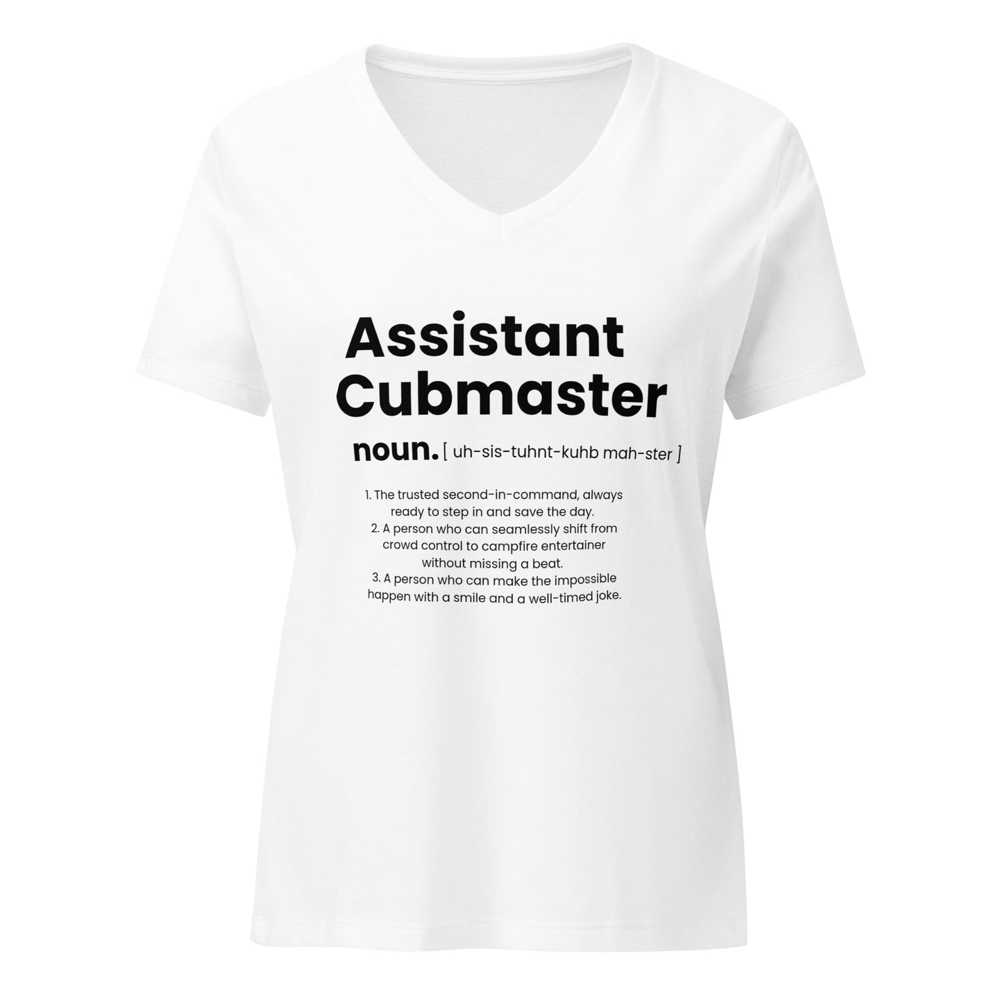 Assistant Cubmaster Definition Women’s relaxed v-neck t-shirt