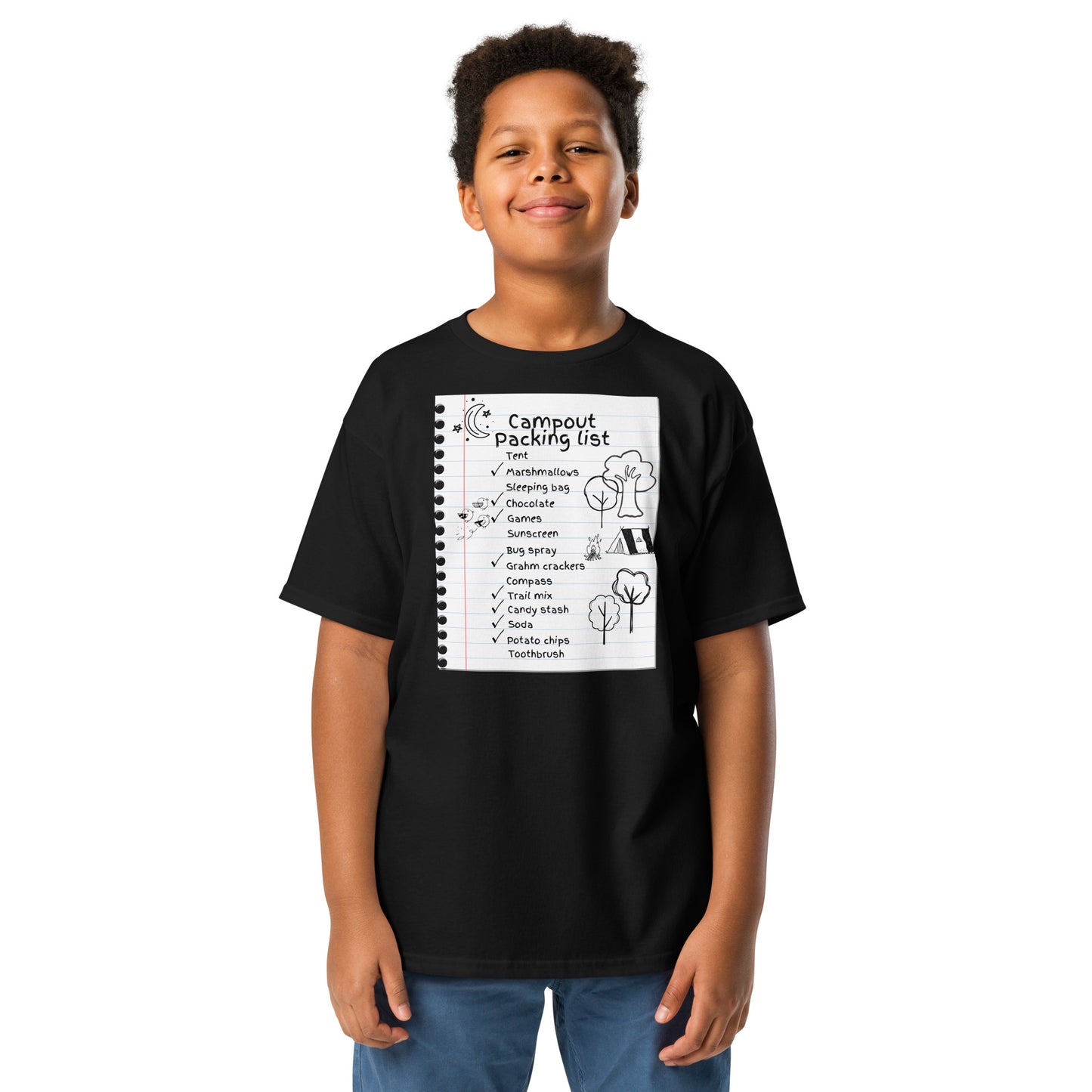 Campout Packing List - Doodle - Youth classic tee