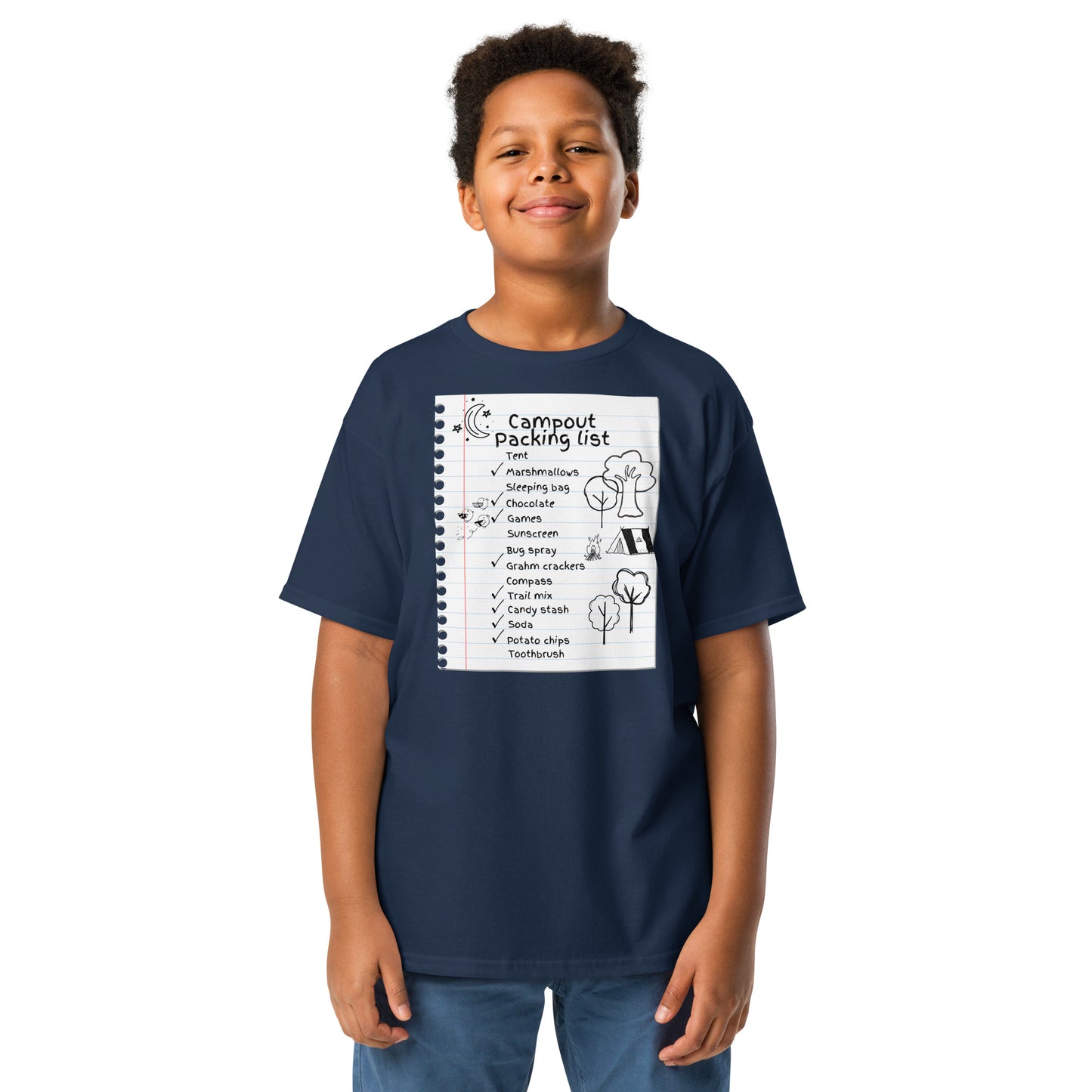 Campout Packing List - Doodle - Youth classic tee